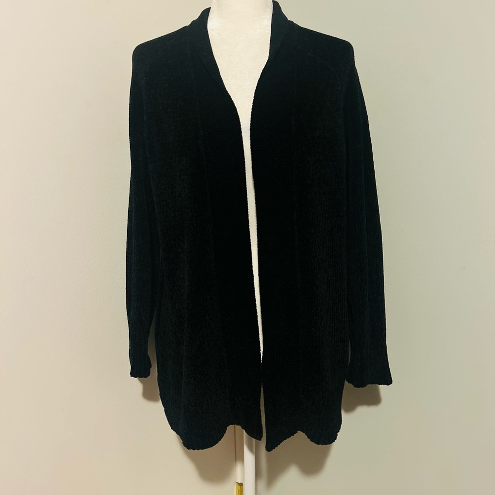 Loft Women's Black Chenille Open Cardigan Sweater, Size Small. - Picture 6 of 12